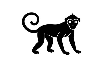 Monkey vector illustration, Monkey jumping isolated on white, Monkey silhouette, Monkey vector art