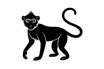 Monkey vector illustration, Monkey jumping isolated on white, Monkey silhouette, Monkey vector art