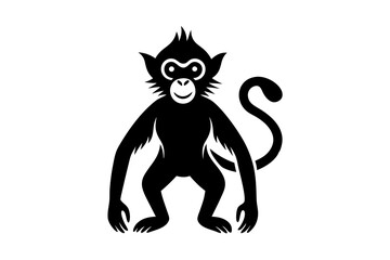 Monkey vector illustration, Monkey jumping isolated on white, Monkey silhouette, Monkey vector art