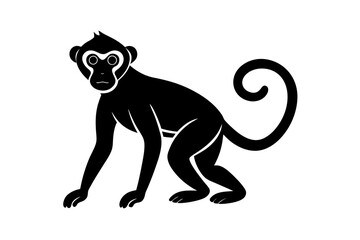Monkey vector illustration, Monkey jumping isolated on white, Monkey silhouette, Monkey vector art