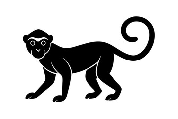 Monkey vector illustration, Monkey jumping isolated on white, Monkey silhouette, Monkey vector art