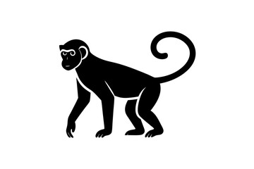 Monkey vector illustration, Monkey jumping isolated on white, Monkey silhouette, Monkey vector art