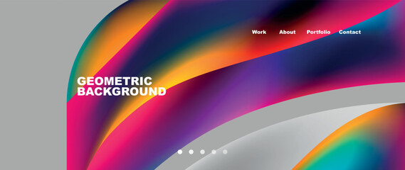 Web page design with geometric elements - circle and wave. Techno art concept. Vector Illustration For Wallpaper, Banner, Background, Card, Book Illustration, landing page