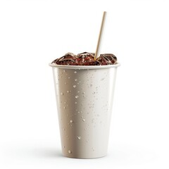 Iced coffee or cola in takeaway cup isolated on white background