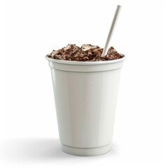 cola on white paper cup with straw 