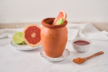 Traditional Mexican Cantarito Cocktail with Fresh Citrus