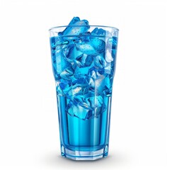 blue drink with ice on glass hyper realistic photo