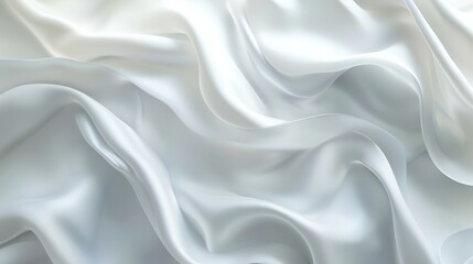 Obraz premium Minimal abstract white background with smooth curve, flowing satin waves for backdrop design, generative ai