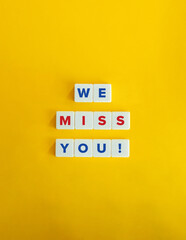 We Miss You Phrase and Marketing Strategic Tool or Tactic for Re-engaging with Customers. Text on...