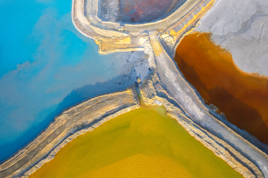 Abstract Aerial View of Rio Tinto's Toxic Waters