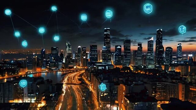 how IoT devices in smart cities leverage cloud networks for seamless connectivity and data management, 4K High-Quality animation video