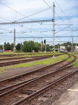 Railway tracks on the Slovak Railways and the Pre&scaron;ov railway station, which is the main railway station in the city of Pre&scaron;ov.