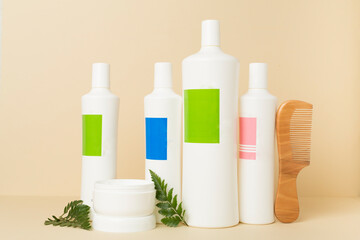 Professional herbal hair care on color background