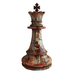 A white chess king piece with blood