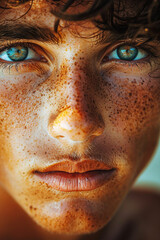 Fototapeta premium Portrait of a young man, summertime - Generative AI