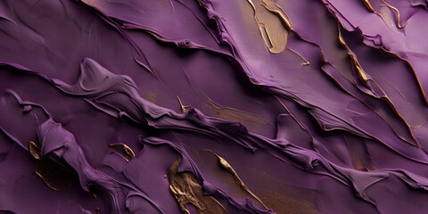 Obraz premium Abstract Purple and Gold Acrylic Paint Texture Close up Art Background