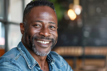 Obraz premium Black American handsome man smiling, dad