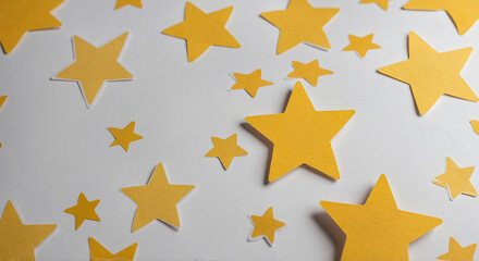 golden stars background on white shape paper sticker 