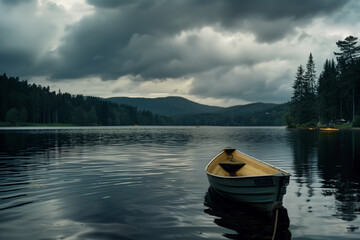 a lonely boat i na lake