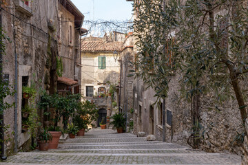 Picturesque streets in Tivoli, Italy