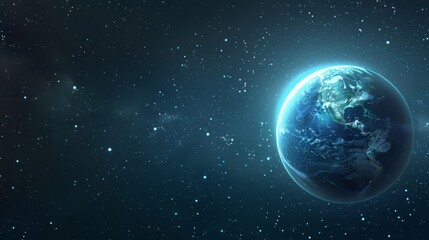 Fototapeta premium Serene View of Earth from Space with Starry Background