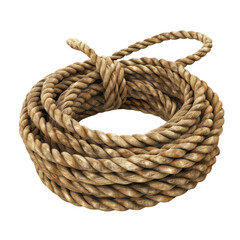 Obraz premium High-quality image of a coiled brown rope, ideal for various uses in crafts, boating, or DIY projects. Strong, durable natural fiber.