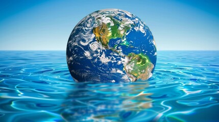Global Ocean Conservation Concept with Earth in Water