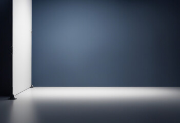Minimalistic background for product presentation Light on a dark blue wall