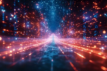 Obraz premium Futuristic Data Exchange - Abstract Digital Illustration
