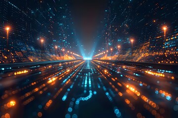 Obraz premium Digital Connectivity Nexus - Abstract Futuristic Illustration