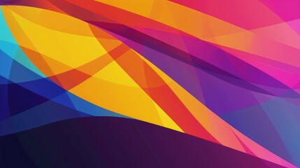 Obraz premium An abstract background with vibrant geometric shapes and a smooth color gradient offering a modern copy space for text.