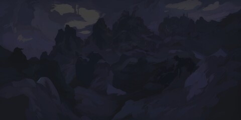 Surreal Abstract Colorful Silhouette in Oil Painting