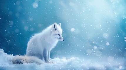 Naklejka premium Arctic Fox in a Snowy Wonderland