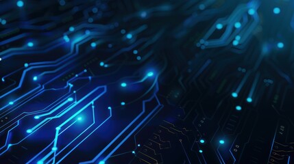 Abstract Digital Circuitry with Glowing Blue Lines