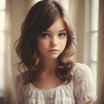 Expresi&oacute;n Seria: Joven con Cabello Casta&ntilde;o en un Ambiente Vintage