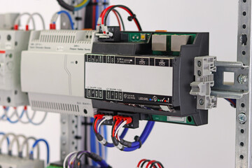 Automatic process control modules over the KNX data bus. Soft focus. 