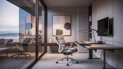 Spectacular gaming room interior, gaming pc, gaming desk, game setup room