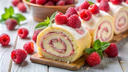 cake with raspberries