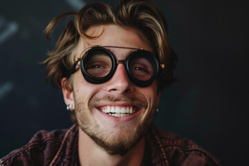 Obraz premium Caucasian handsome man smiling, goggles