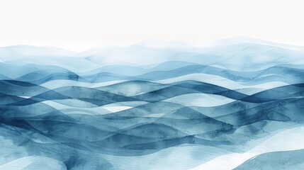 Obraz premium An abstract watercolor landscape in classic blue, featuring dynamic waves and gentle ripples blending seamlessly into the horizon.