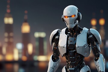 Fototapeta premium Future Robot Artificial intelligence robot, Machine learning