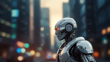 Fototapeta premium Future Robot Artificial intelligence robot, Machine learning