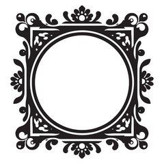 Rectangle floral frame silhouette isolated on a white background