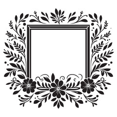 Rectangle floral frame silhouette isolated on a white background