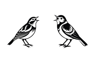 silhouette of a bird, Chestnut-Sided Warbler bird laughs icon vector

