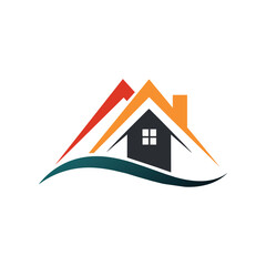 Classic real estate logo with house elements vector illustration.