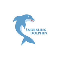 vector illustration of a cute dolphin logo icon.