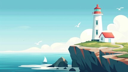 A lighthouse on a cliff