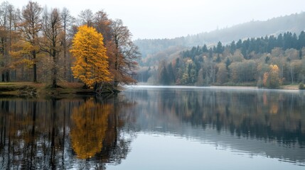 Fototapeta premium A serene lake with reflection