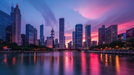 Fototapeta premium City skyline at sunset